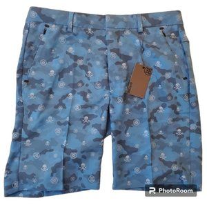G/Fore Icon Camo Technical Stretch Golf Shorts Size 32 Blue Skulls Tees‎ NWT